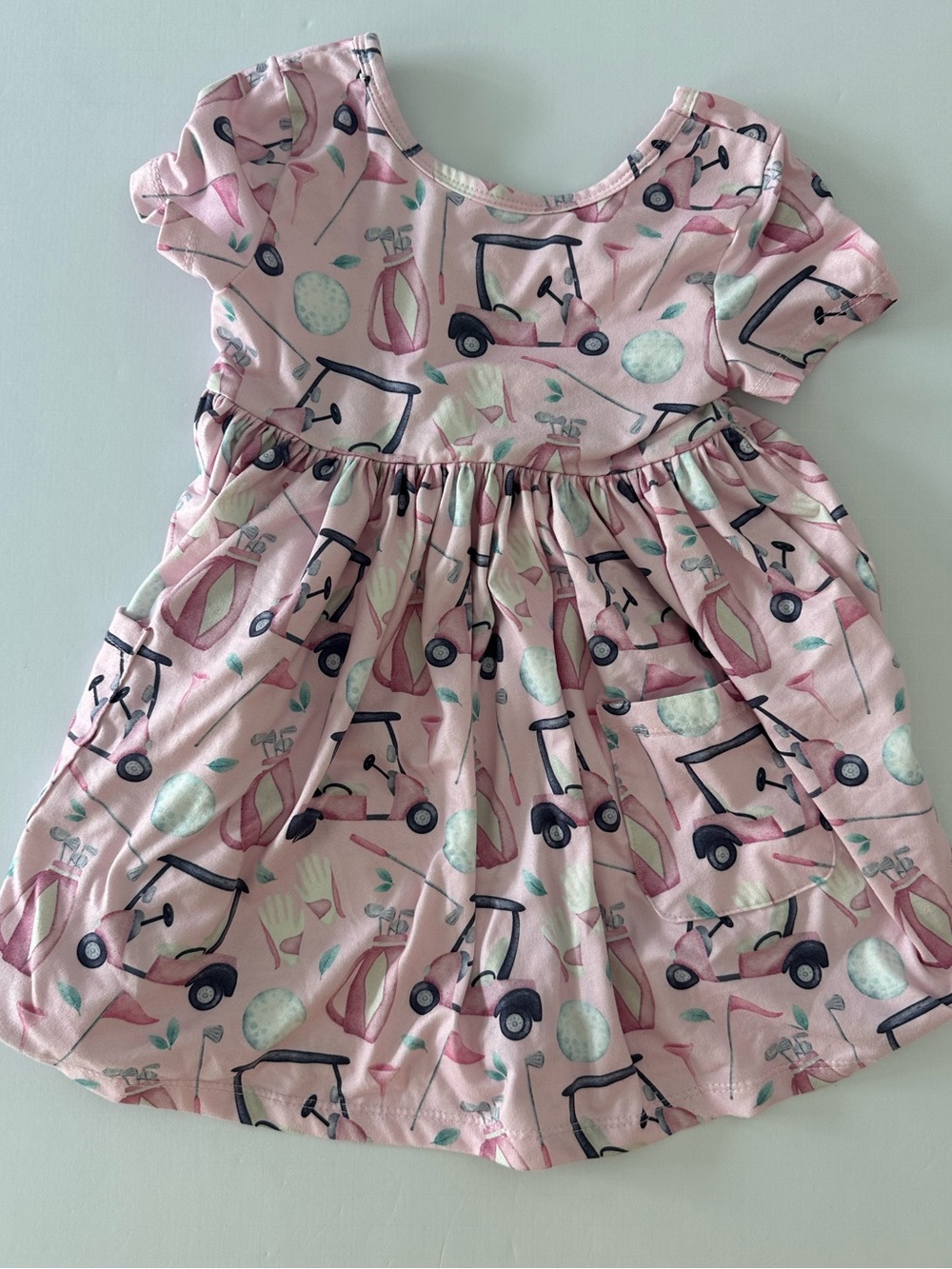 Mila And Rose Tee Time Twirl Dress Pink Golf Cart Print 2T
